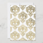 Gold & White Damask Chic Elegant Minimal Wedding Kaart (Achterkant)