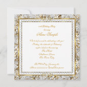  Gold White Damask Diamond Birthday Party Kaart (Achterkant)