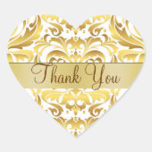 Gold & White Damask Hartelijk dank Sticker (Voorkant)