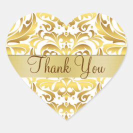 Gold & White Damask Hartelijk dank Sticker