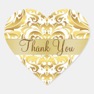 Gold & White Damask Hartelijk dank Sticker