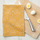 Gold & White Damask Kitchen Towel Theedoek (Quarter Fold)