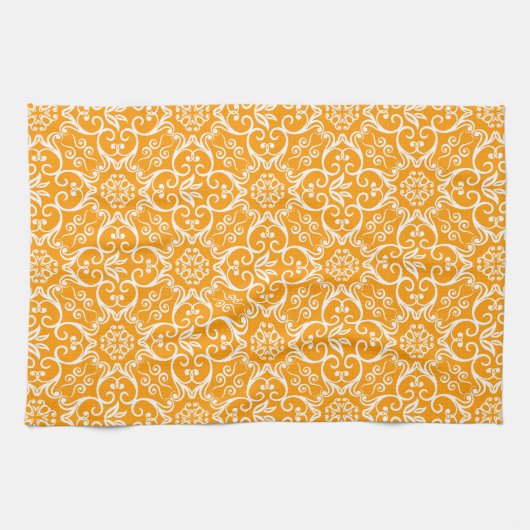 Gold & White Damask Kitchen Towel Theedoek (Horizontaal)