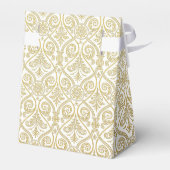 Gold & White Damask Pattern-draagtas Bedankdoosjes (Achterkant)