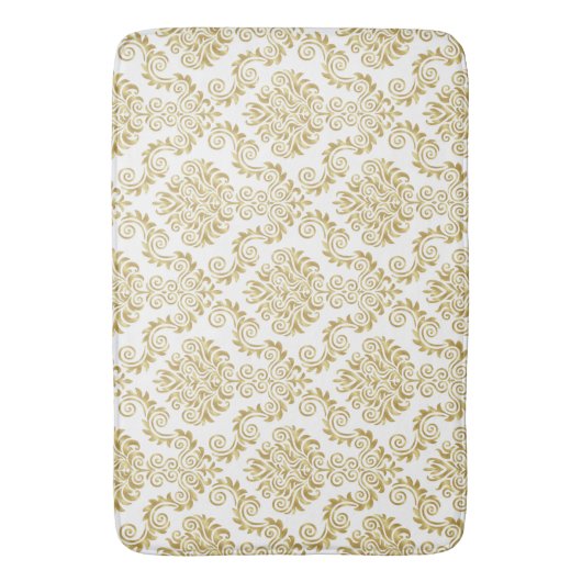 Gold & White Damask Pattern {kies uw kleur} Badmat (Voorkant Verticaal)