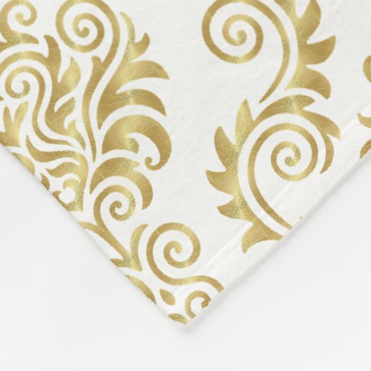 Gold & White Damask Pattern {kies uw kleur} Fleece Deken (Hoek)