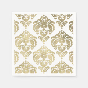 Gold & White Damask Vintage Wedding Event Party Servetten