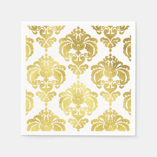 Gold & White Damask Vintage Wedding Event Party Servetten (Voorkant)