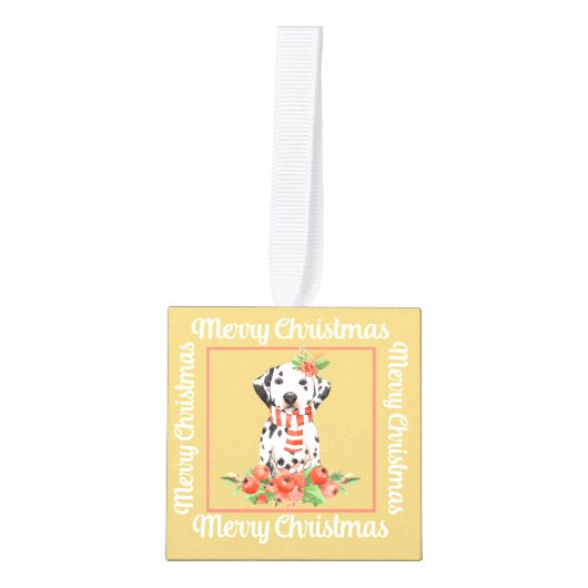 Gold White Damatian Photo Merry kerst Decoratie (Voorkant)