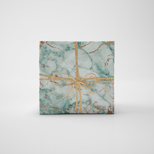 Gold White Deep Green Marble Stone Brushes Cadeaupapier