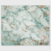 Gold White Deep Green Marble Stone Brushes Cadeaupapier (Vlak)