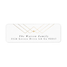Gold White Elegance Diamond Geo Deco Wedding Etiket