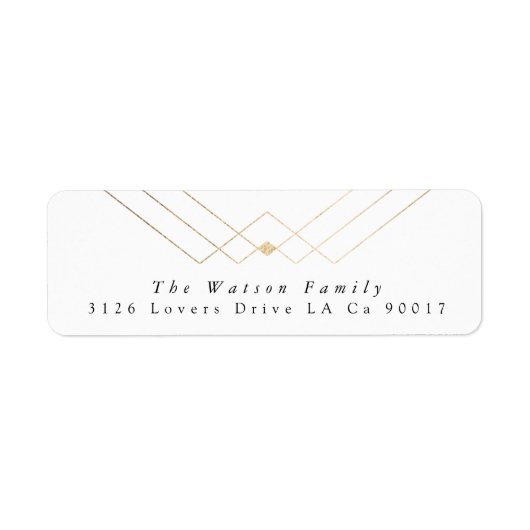 Gold White Elegance Diamond Geo Deco Wedding Etiket (Voorkant)