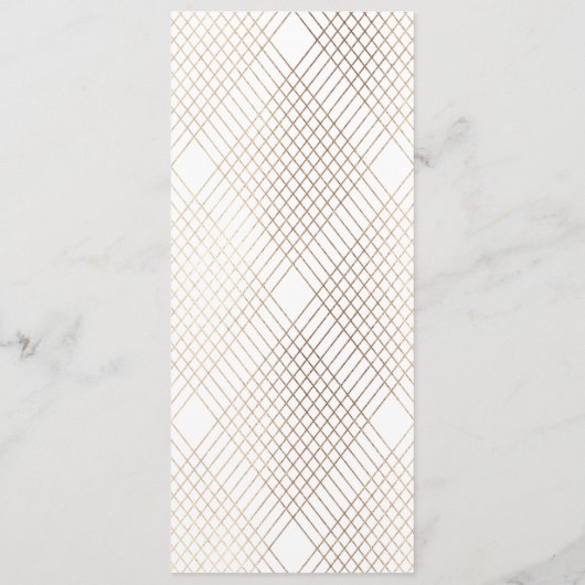 Gold White Elegance Diamond Geo Deco Wedding Menu (Achterkant)