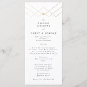 Gold White Elegance Diamond Geo Deco Wedding Programmakaart (Voorkant)