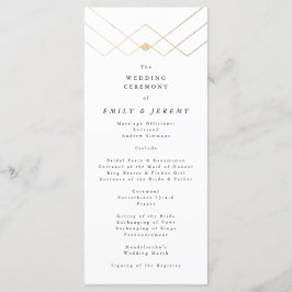Gold White Elegance Diamond Geo Deco Wedding Programmakaart