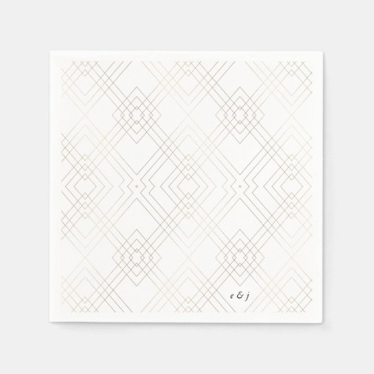 Gold White Elegance Diamond Geo Deco Wedding Servet (Voorkant)