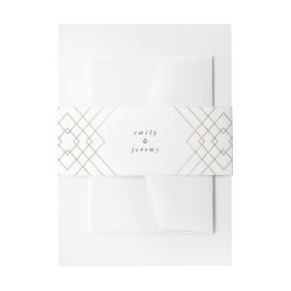Gold White Elegance Diamond Geo Deco Wedding Uitnodigingen Wikkel