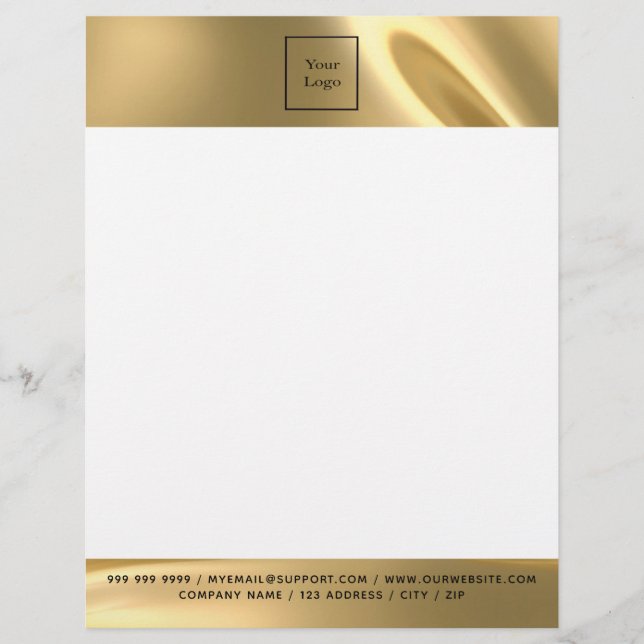 Gold white elegant business logo briefhoofd (Voorkant)