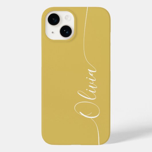 Gold White Elegant Calligraphy Script Name Case-Mate iPhone Case (Achterkant)