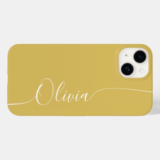 Gold White Elegant Calligraphy Script Name Case-Mate iPhone Case (Achterkant (horizontaal))