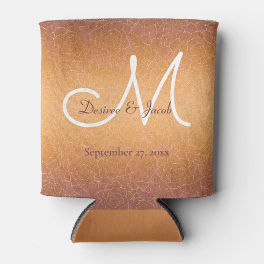 Gold White Elegant Floral Wedding Monogram Blikjeskoeler (Voorkant)