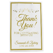 Gold & White Elegant Flourish Weddenschap Hartelij Medium Cadeauzakje (Voorkant)