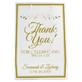 Gold & White Elegant Flourish Weddenschap Hartelij Medium Cadeauzakje (Achterkant)