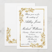 Gold White Elegant Glamoureuze Informal Weddenscha Kaart (Voorkant / Achterkant)