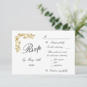 Gold White Elegant Glamoureuze Weduwschap RSVP (Staand voorkant)