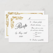 Gold White Elegant Glamoureuze Weduwschap RSVP (Voorkant / Achterkant)