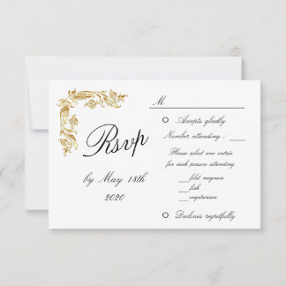 Gold White Elegant Glamoureuze Weduwschap RSVP