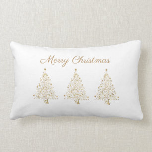 Gold White Elegant Merry-kerstbomen Eenvoudig Kussen