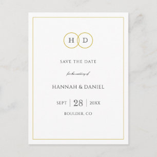 Gold White Elegant Modern Minimalist Save the Date Aankondigingskaart