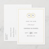 Gold White Elegant Modern Minimalist Save the Date Aankondigingskaart (Voorkant / Achterkant)