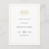 Gold White Elegant Modern Minimalist Save the Date Aankondigingskaart (Voorkant)