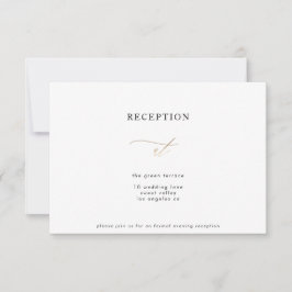 Gold White Elegant Moderne Calligraphy Reception Kaart
