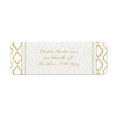 Gold & White Elegant Moroccan Glam Invitation Etiket (Voorkant)