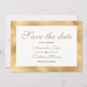 Gold White Elegant Wedding Save the Date Kaart (Voorkant)