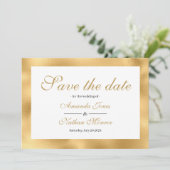 Gold White Elegant Wedding Save the Date Kaart (Staand voorkant)