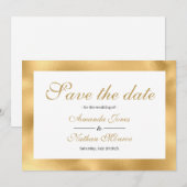 Gold White Elegant Wedding Save the Date Kaart (Voorkant / Achterkant)