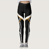 Gold, White en Black Cheerleader Megaphone Leggings (Voorkant)