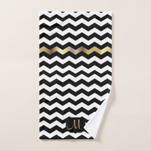 Gold, White en Black Chevron Design Bad Handdoek (Handdoek)