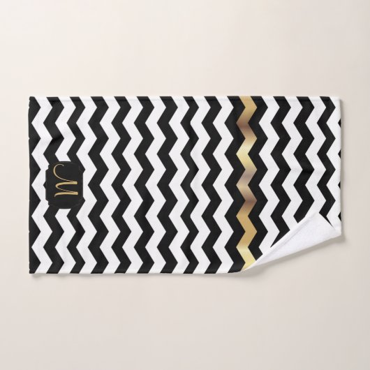 Gold, White en Black Chevron Design Bad Handdoek (Handdoek)