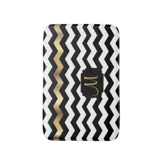 Gold, White en Black Chevron Design Badmat (Voorkant Verticaal)