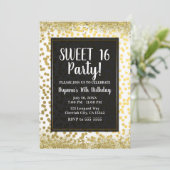Gold White en Black Folie Confetti Modern Party Kaart (Staand voorkant)