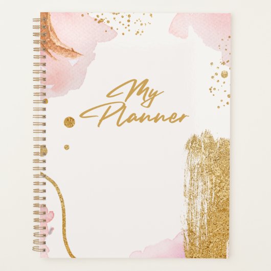 Gold White en roze Journal Planner (Voorkant)
