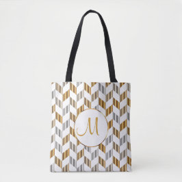 Gold-, White- en Silver Chevron-monogram Tote Bag