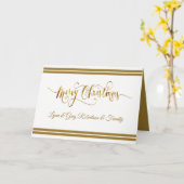 Gold+White, familienaam, prettige kerst Kaart (Gele Bloem)