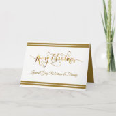 Gold+White, familienaam, prettige kerst Kaart (Voorkant)